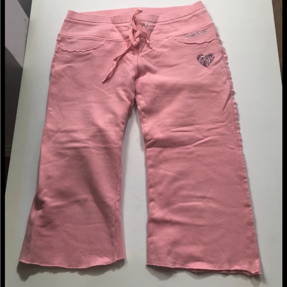 Vintage bebe Pink Bottoms with Heart rhinestones size small